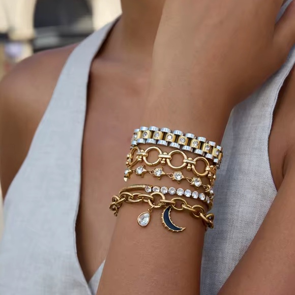 Elegant Gold and Silver Bracelet Set